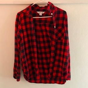 Plain red flannel.